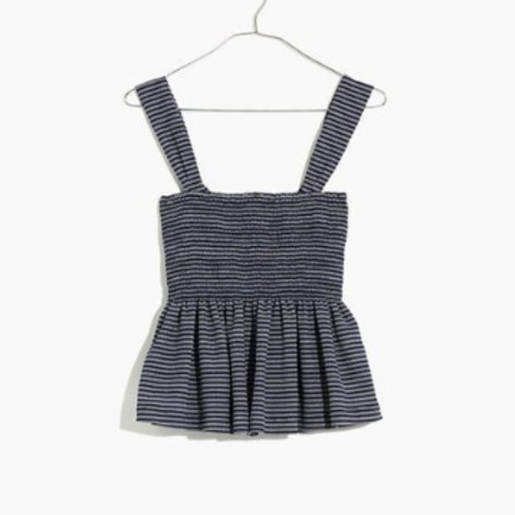 Texture & Thread Smocked Peplum Tank Top in Stripe - Picture 4 of 5